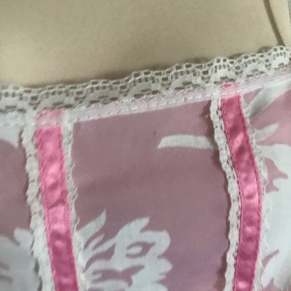 Vintage Pink Floral Night Gown Robe Set Ribbon Lace Lingerie Made in England - Picture 12 of 12